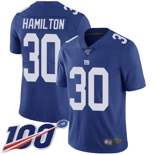 Men New York Giants 30 Antonio Hamilton Royal Blue Team Color Vapor Untouchable Limited Player 100th Season Football NFL Jersey